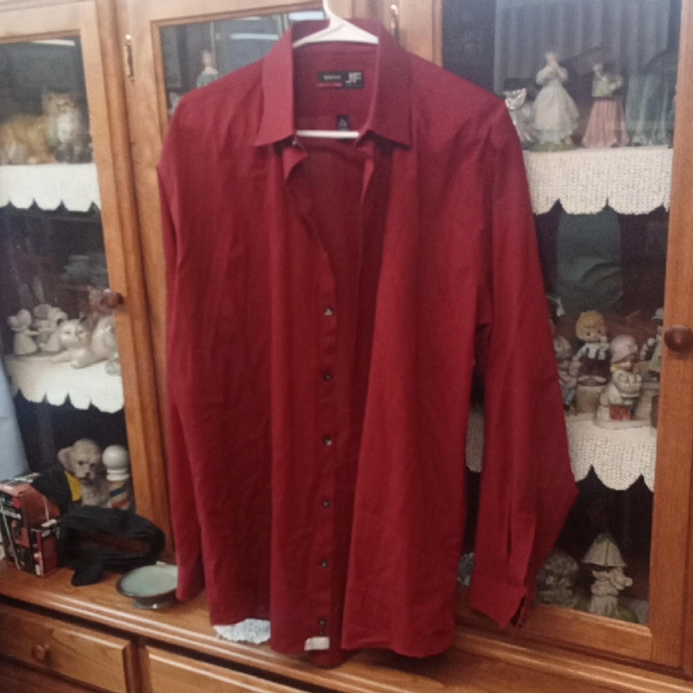 JF J.Ferrar Slim Stretch Shirt in Deep Red